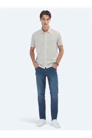 Kip Bej Desenli Regular Fit Casual Gömlek Bej