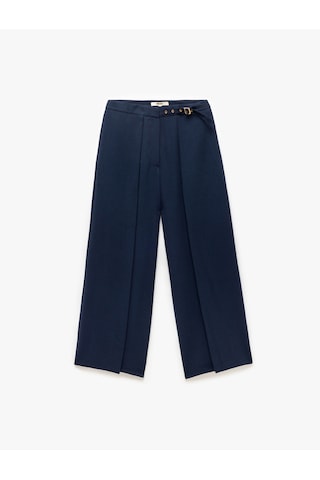 Koton Krep Kumaş Bol Kalıp Kemerli Cepli Geniş Paça Pantolon Lacivert 5sak40348pw Lacivert
