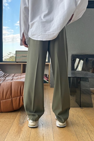Flaw Çift Pileli Kumaş Pantolon Haki-28071 Haki