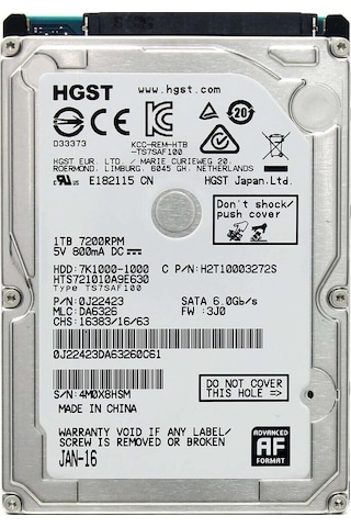 Travelstar 7k1000 2.5\" 1tb 7200rpm Okuma 140 Mb/s Yazma 130 Mb/s Sata 3 Hts721010a9e630-121750