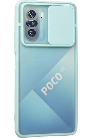 Newface Xiaomi Poco F3 Kılıf Palm Buzlu Kamera Sürgülü Silikon - Turkuaz Turkuaz