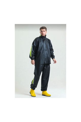Veraura Lifestyle Unisex Tam Kalıp Motorcu Kurye Su Gecirmez Yağmurluk Takım - Siyah