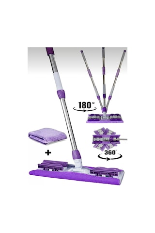 Teleskobik Mikrofiber Istediğin Bezi Tak Yer Duvar Cam Silme Mop Mandallı Kıskaçlı 1 Adet