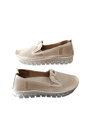 Castle Black 22385 Kadın Hakiki Deri Comfort Casual Ayakkabı Bej Siyah