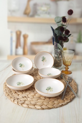 Keramika Bronze Palmiye Halka Çerezlik / Sosluk 13 Cm 6 Adet 22901 Çok Renkli