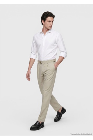 Ramsey Açık Yeşil Düz Dokuma Regular Fit Casual %100 Pamuk Pantolon
