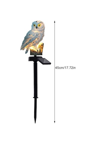 Tongxida Kahverengi Resin Solar猫头鹰 Bahçe Işığı, Otomatik Açık-kapalı, 8-10 Saat Süre, Su Geçirmez, 50000 Saat Ömür, Yeşil Işık