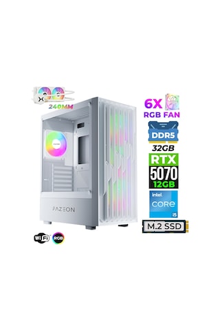 Fazeon Astra X690 i5-14400F 32 GB 1 TB M.2 NVMe SSD 12 GB RTX5070 Free Dos Masaüstü Oyuncu Bilgisayarı