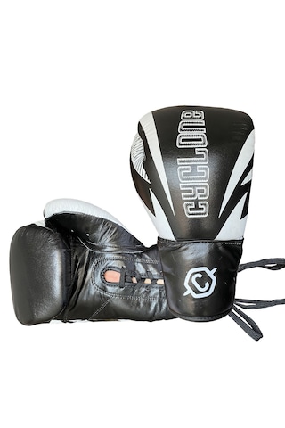 Cyclone Legion Hakiki Deri Bağcıklı Boks Ve Kick Boks Eldiveni Siyah