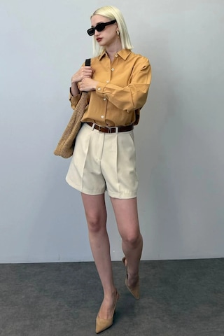Madmext Mad Girls Camel Oversize Gömlek Mg1369 CAMEL