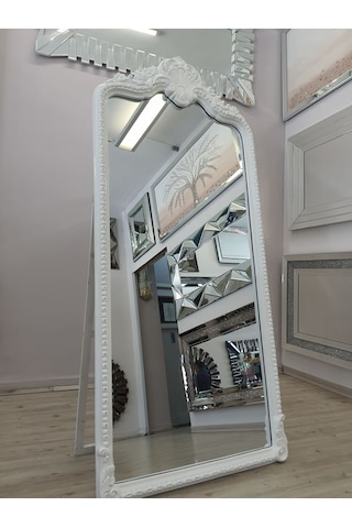 Ayna Denizi Princess White Model Beyaz Renk Dekoratif Ayaklı Boy Aynası Beyaz