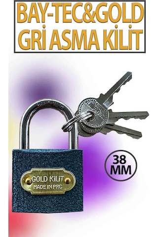 Gri Asma Kilit Bay-tec & Gold 38 Mm 3 Anahtarlı