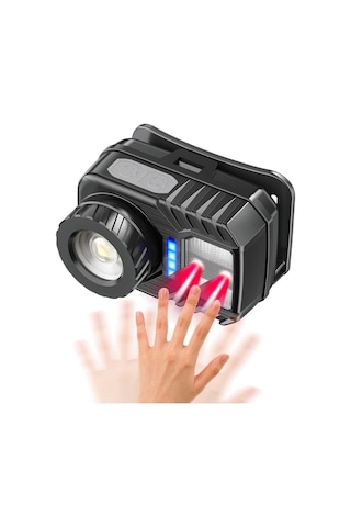 Ps-571 Sensör Xpg Cob Led Usb Şarj Edilebilir Lityum Pilli Zoomlu Kafa Lambası Renkli