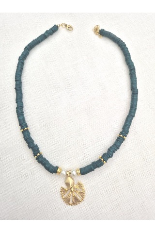 Yeşil Fimo Boncuklu Karanfil Kolye Uçlu Bayan Kolye