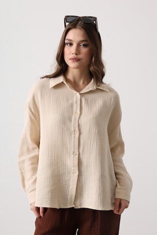 Müslin Uzun Kol Gömlek - Bej Bej