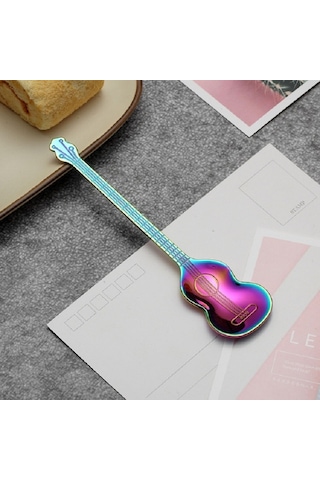 Sones Paslanmaz Çelik Kahve Karıştırma Kaşığı Yaratıcı Müzik Aleti Şekli Kaşık, Stil: Gitar, Renk: Renkli