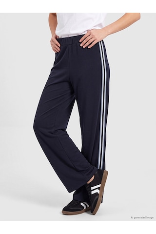 Lcw Comfort Lacivert Yanları Şeritli Geniş Paça Kadın Eşofman Altı