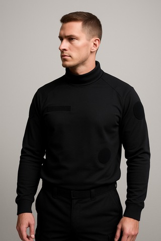 İş, Güvenlik, Personel Yarım Boğazlı Siyah Kazak Sweatshirt Siyah