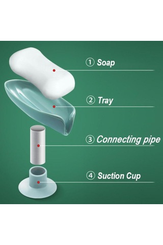 Yaprak Şekli Sabun Kutusu Drenaj Sabunluk Banyo Aksesuarları Vantuz Sabunluk Tepsi Sabunluk Banyo Sabunu Konteyner Gri