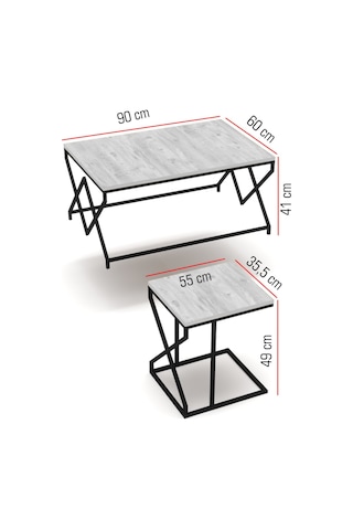 Orta Sehpa Ve Zigon Sehpa V Lüx 5'li Set Atlantik Çam Atlantik Çam
