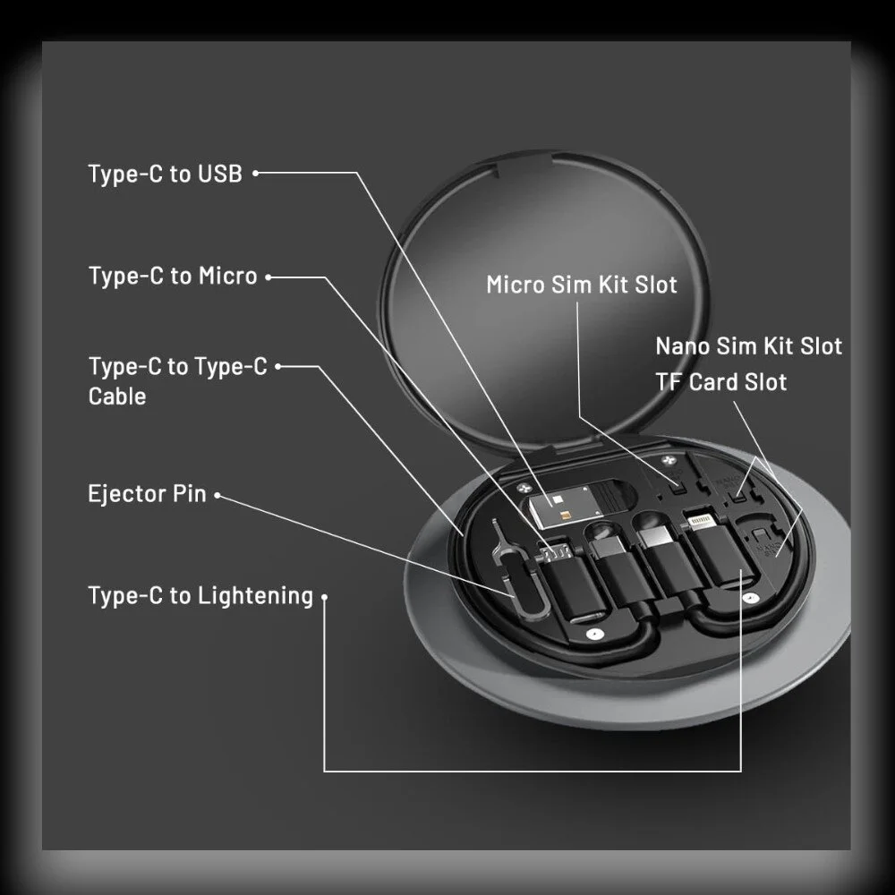 1 Adet 60w Hızlı Şarj Çoklu Usb Kablo Seti Type C, Lightning, Micro Uyumlu, Telefon Standlı -