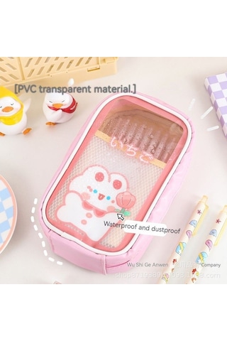 Büyük Boy Şirin Ayı Figürlü Kalem Kutusu - Geniş Depolama Alanı İle Pratik Okul Ve Ofis Malzemesi Kahverengi