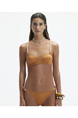 Yargıcı Boncuk Detaylı Bikini Altı Bronz