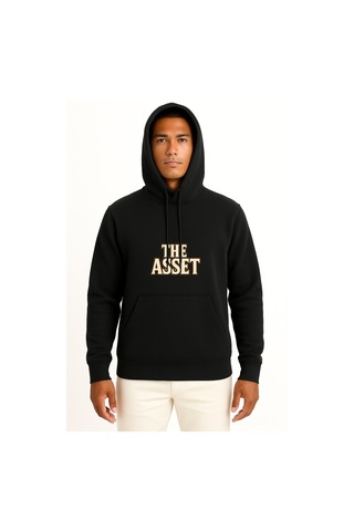 Kapüşonlu The Asset Yabancı Dizi Göğüs Baskılı Unisex Sweatshirt Siyah