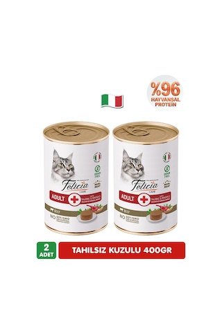 %97 Proteinli Tahılsız Biftekli Ezme Yetişkin Kedi Konserve Maması 400 Gr X 2 Adet