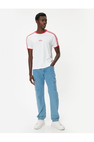 Koton Slim Fit Tişört Slogan Baskılı Kısa Kollu Bisiklet Yaka Biyeli Beyaz 4sam11097hk Beyaz