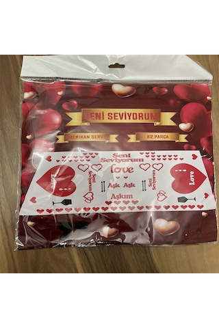 82 Parça Romantik Doğum Günü Masa Süslemesi Keçe Seti Evlilik Tek