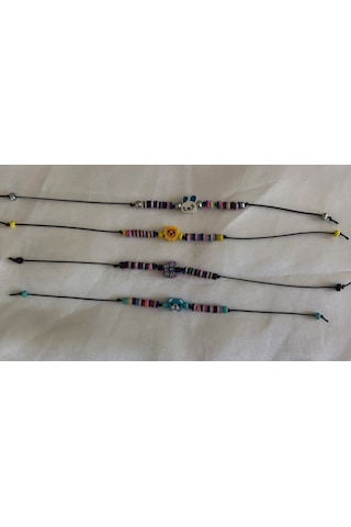 4 Lü Fimo Hayvan Figürlü Bileklik Çok Renkli