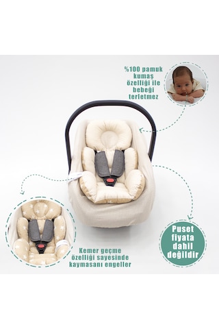 Mordesig Ortopedik Bebek Puset Minder Ve Çarşaf,ekose Pamuk Kumaş