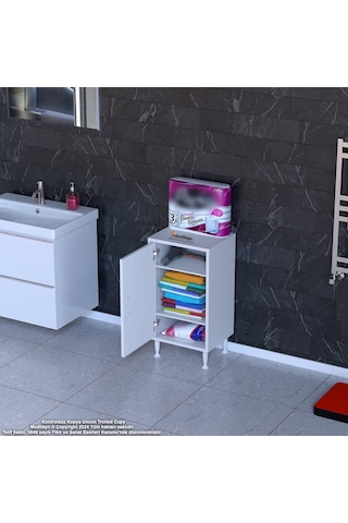 Modilayn Söke Küçük Alanlar İçin Akıllı Çözümler 35x75x32,5 Cm Lik 1 Kapaklı 3 Göz Raf Dolap Beyaz