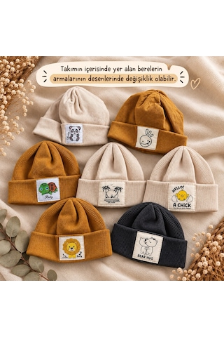 Hukids Unisex Fitilli 3'lü Bebek/çocuk Takımı Hardal