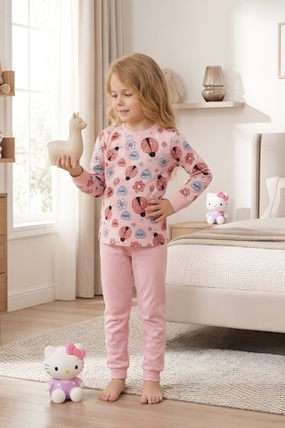 Modanino Kız ÇocukPamuk Pijama Takımı 4-11 Yaş 12628 Pembe