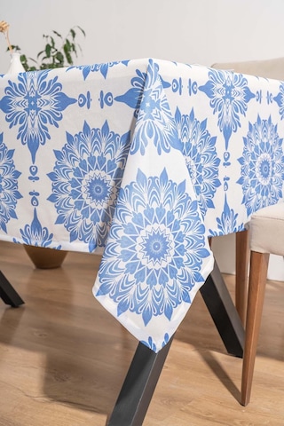 Alaçatı Mavi Çini Desenli Masa Örtüsü, Sofra Bezi, Piknik Örtüsü