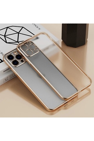 Apple iPhone Uyumlu 13 Pro Renkli Kenar Şeffaf Kılıf Kamera Korumalı Silikon Kılıf- 5775 Mor