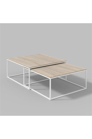 2'Li Beyaz Orta Sehpa