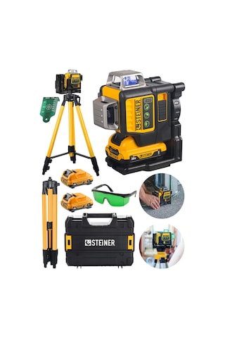 Steiner 36 V 5 Ah 12 Köşe 360 Yeşil Çizgili Lazer + Tripod
