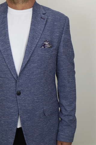 Moda Dmctekstil Erkek Kırçıllı İtalyan Kesim Dar Kalıp Tek Düğme Çift Yırtmaçlı Blazer Ceket Mavi