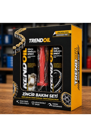 Motosiklet Zincir Bakım Seti - Zincir Yağlama Spreyi + Zincir Temizleme Spreyi + Temizleme Fırçası 3'lü Set
