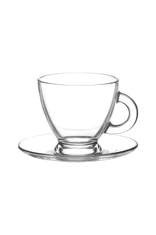 Lav Roma Cam Fincan Seti 6 Kişilik 225 ml Kulplu (6 Fincan, 6 Tabak)