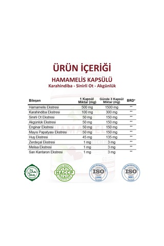 Gökçek Şifa 1000 MG Hamamelis (Witch Hazel Capsule) 60 Kapsül