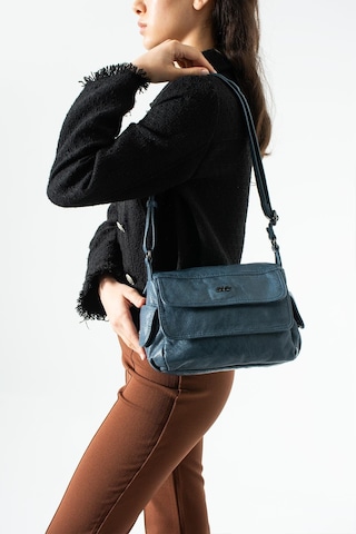 571 Collections Yıkama Deri Çapraz Askılı Omuz Çantası Mavi Model: 571-13p