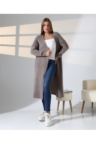Redmina Fashion Yumuşak Dokulu Uzun Hırka VIZON
