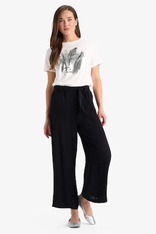 Defacto Culotte Beli Lastikli Geniş Paça Kuşaklı Krinkıl Viskon Kapri Pantolon C9565AX24SM Siyah