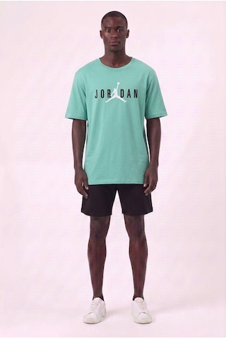 Lixa Air Jordan Orta Logo Su Yeşili Oversize Erkek T-shirt 142720 SİYAH
