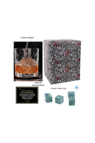 Perlotus 330 Cc Paris Serisi Büyük Kadeh Viski Bardağı Ve 4 Adet Viski Taşı Hediyeli Beyaz