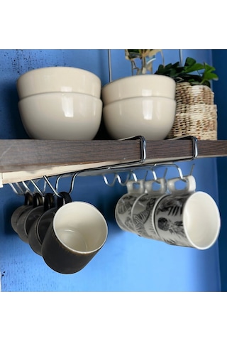 Magic Objects 10 Kancalı Dolap İçi Fincan Askısı, Krom Fincan Kupa Düzenleyici, Paslanmaz Fincan Askılığı Krom